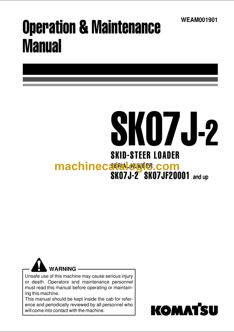 Komatsu SK07J-2 Skid Steer Loader Operation and Maintenance Manual (WEAM001901)