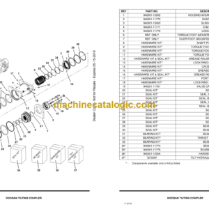 Doosan Tilting Coupler Attachment Parts Manual (Serial Number B3S300101, B47B00101, B3S500101, B3S600101, B3S800101 UP)