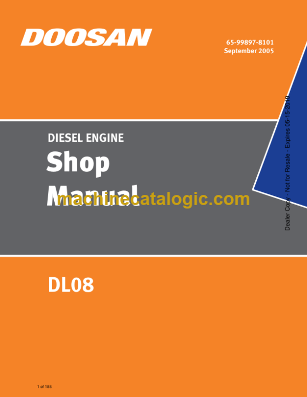 Doosan DL08 Diesel Engine Shop Manual (65-99897-8101)