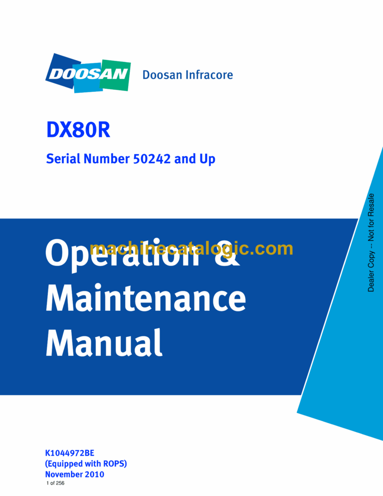 Doosan DX80R Excavator Operation and Maintenance Manual (Serial Number 50242 and Up)