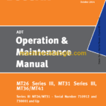 Doosan MT26 Series 3, MT31 Series 3, MT36, MT41 Articulated Dump Truck Operation and Maintenance Manual (Serial Number 810109 and Up)