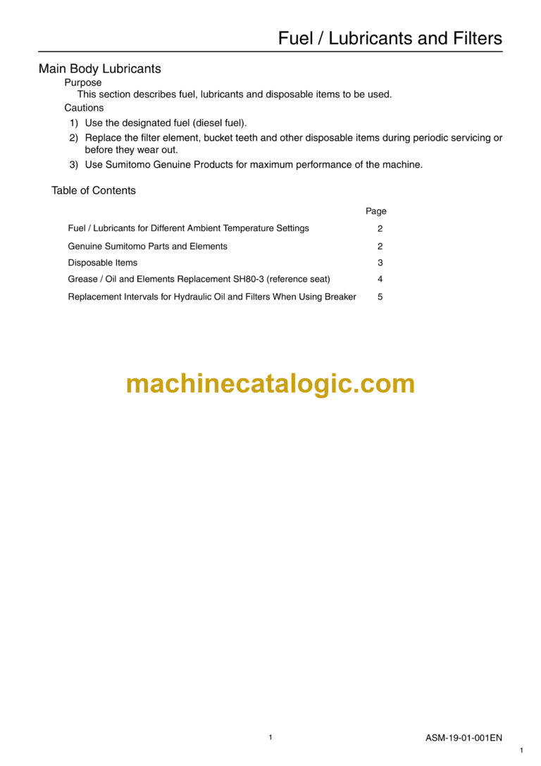 Sumitomo SH80-3B Hydraulic Excavator Shop Manual & Service Text