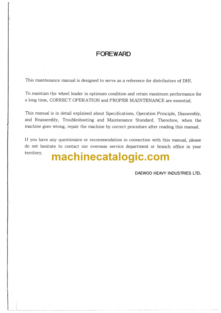 Doosan M400 Wheel Loader Shop Manual