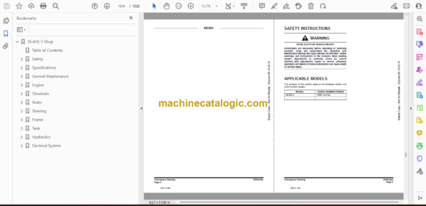 Doosan DX300 Crawler Excavator Shop Manual (Serial Number 5001 and Up) - Image 2