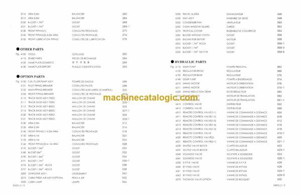 Doosan Solar 400LC-3 Excavator Parts Manual (Serial Number 0001 and Up) - Image 2