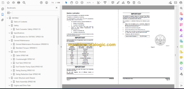 Doosan DX700 Crawler Excavator Shop Manual (950106-00013E) - Image 2