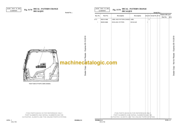 Doosan DX490LC-5 Excavator Parts Manual (Serial Number 10001 thru 10011) - Image 2