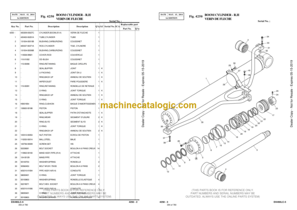 Doosan DX490LC-5 Excavator Parts Manual (Serial Number 10001 thru 10011) - Image 4