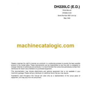 Daewoo DH220LC ED Excavator Parts Manual (Serial Number 0001 and Up)