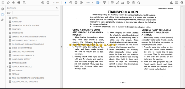 Komatsu JV28-1 Vibration Roller Operation and Maintenance Manual (SEAM02670100) - Image 2