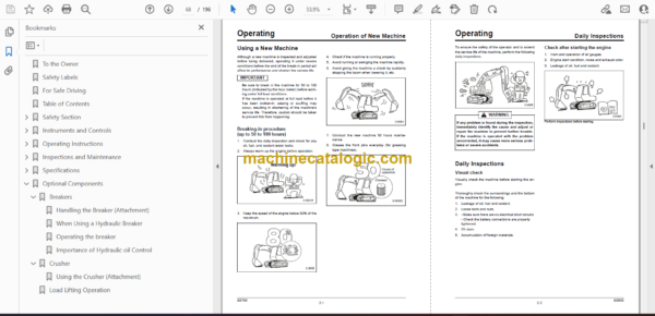 Sumitomo SH225X-3B Hydraulic Excavator Operators Manual (WDL2254-0W) - Image 2