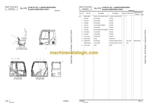 Doosan DX180LC Wheeled Excavator Parts Manual (Serial Number 5001 and Up) - Image 4