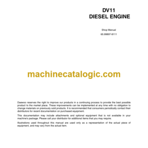Doosan DV11 Diesel Engine Shop Manual (65.99897-8111)