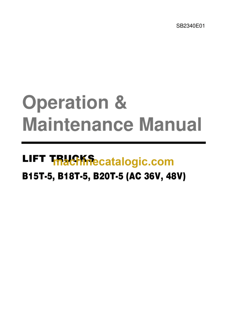 Daewoo B15T-5, B18T-5, B20T-5 (AC 36V, 48V) Lift Trucks Operation and Maintenance Manual