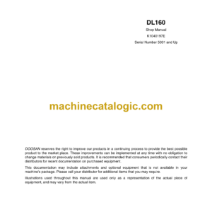 Doosan DL160 Wheel Loader Shop Manual (Serial Number 5001 and Up)