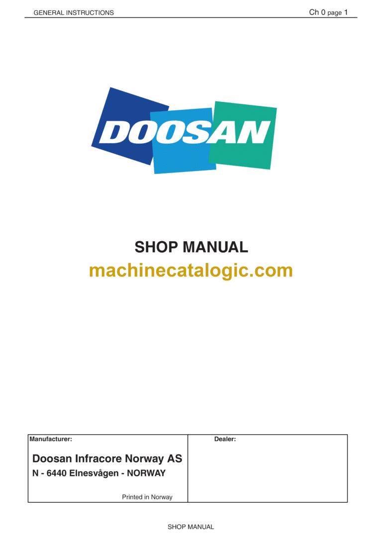 Doosan DA30 Articulated Dump Truck Shop Manual