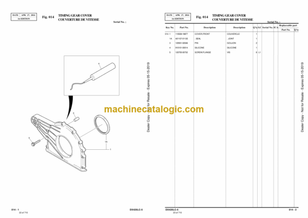 Doosan DX420LC-5 Excavator Parts Manual (Serial Number 10001 thru 10010) - Image 2