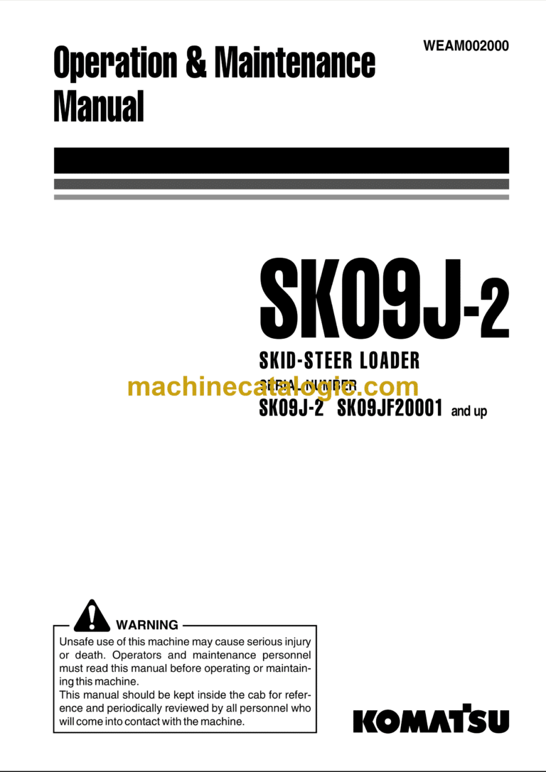 Komatsu SK09J-2 Skid Steer Loader Operation and Maintenance Manual (WEAM002000)