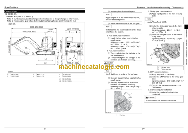 Sumitomo SH80BS-6A Hydraulic Excavator Service Manual (WLSM0806-00T) - Image 3