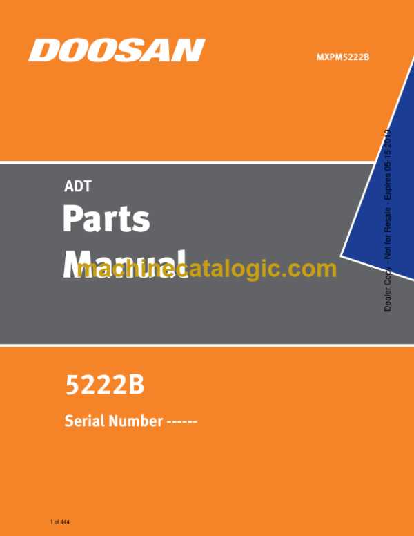 Doosan 5222B Articulated Dump Truck Parts Manual