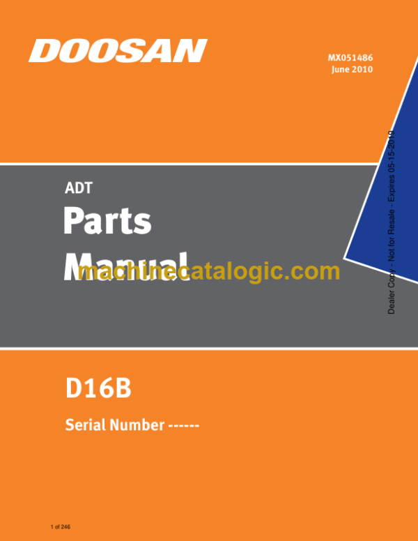Doosan D16B Articulated Dump Truck Parts Manual