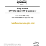 Doosan DX140W-3, DX160W-3 Wheeled Excavator Shop Manual (Serial Number 1001 and Up)