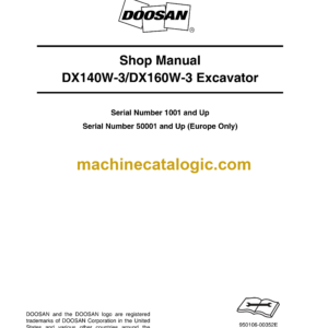 Doosan DX140W-3, DX160W-3 Wheeled Excavator Shop Manual (Serial Number 1001 and Up)