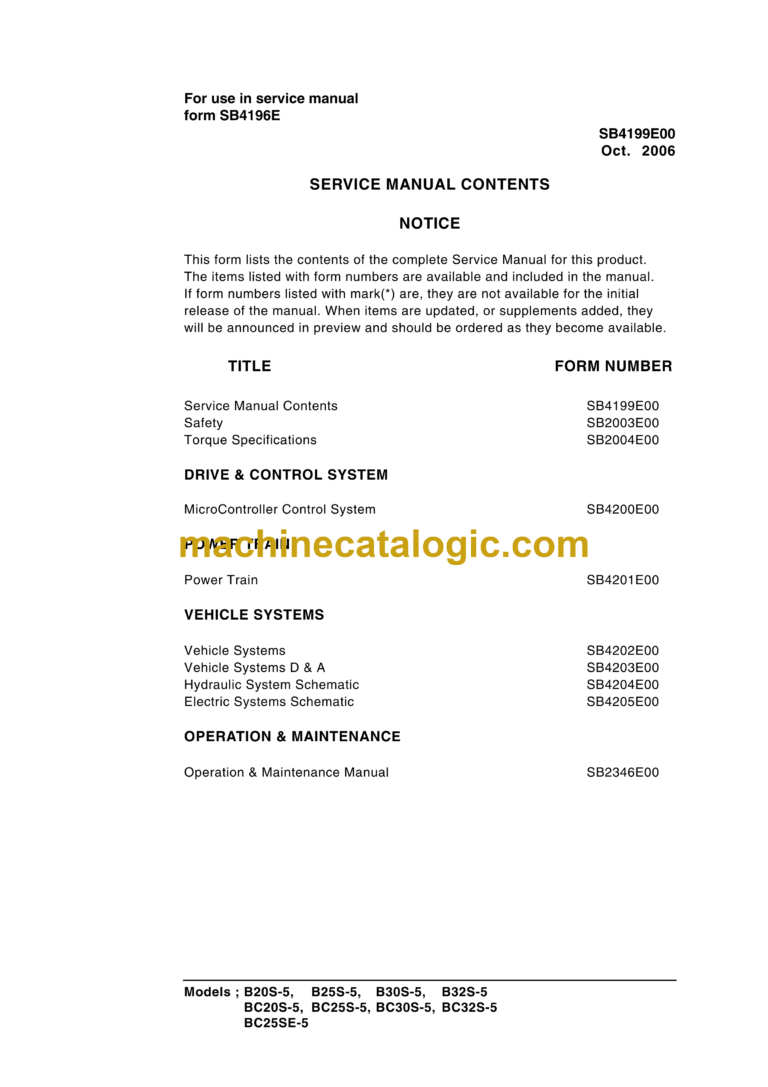 Daewoo GC15S-2, GC18S-2, GC20SC-2 Lift Truck Service Manual