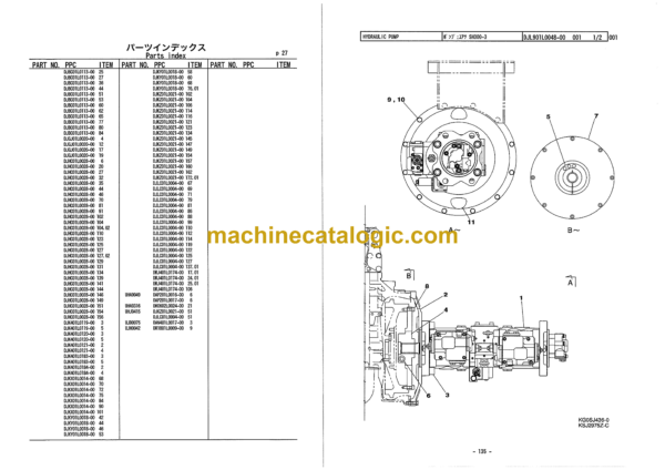 Sumitomo SH330-3B, SH330LC-3B, SH350HD-3B Hydraulic Excavator Parts Manual (WCL3022-0W) - Image 4