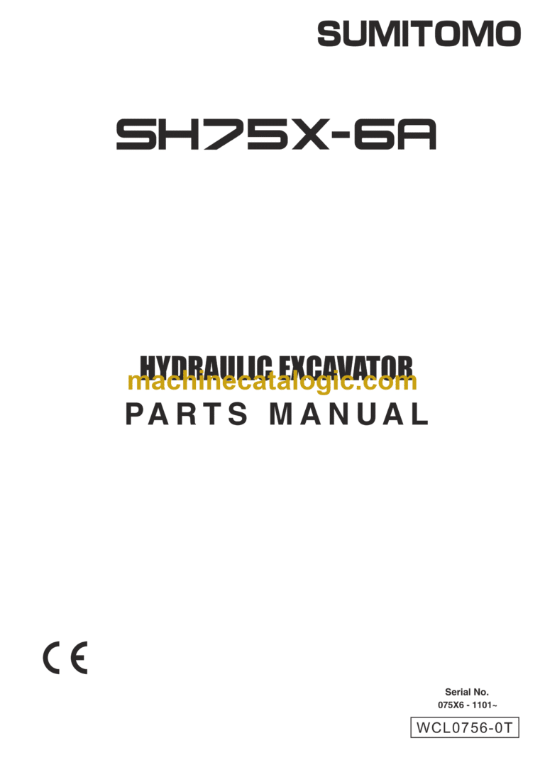 Sumitomo SH75X-6A Hydraulic Excavator Parts Manual (WCL0756-0T)