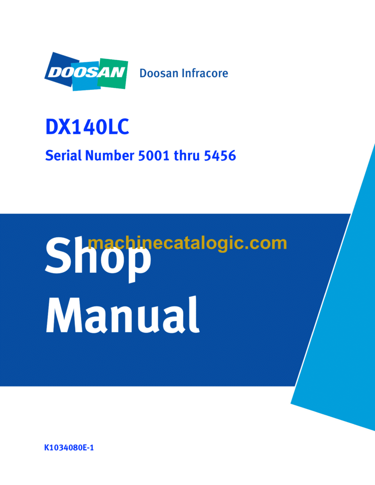 Doosan DX140LC Hydraulic Excavator Shop Manual (Serial Number 5001 thru 5456)