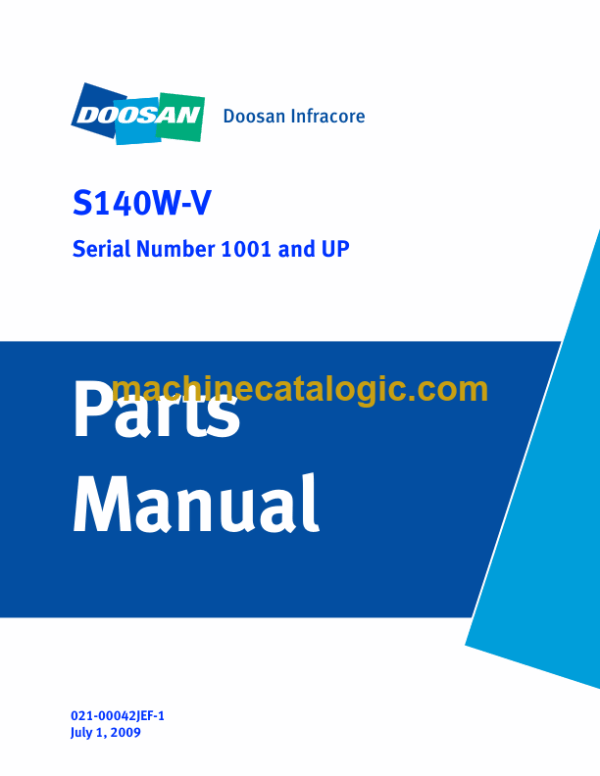 Doosan S140W-V Excavator Parts Manual (Serial Number 1001 and UP)