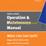 Doosan Mega 130, 160, 160TC Wheel Loader Operation and Maintenance Manual (Mega 130 SN 1003 and Up Mega 160 SN 1021 and Up Mega 160TC SN 1001 and Up)