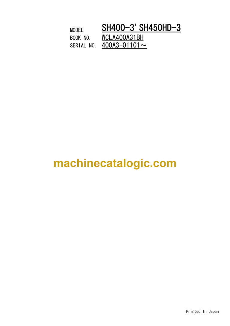 Sumitomo SH400-3, SH450HD-3 Hydraulic Excavator Full Parts Manual (WCLA400A31BH)