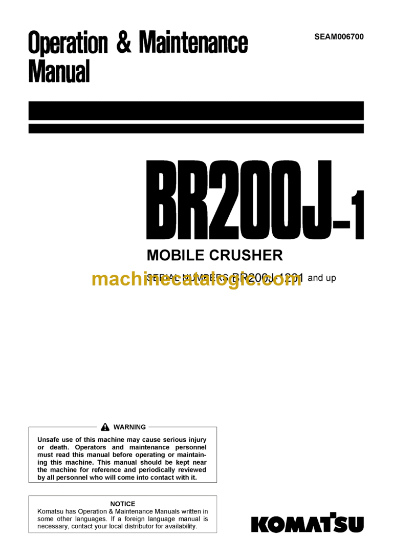 Komatsu BR200J-1 Mobile Crusher Operation and Maintenance Manual (SEAM006700)