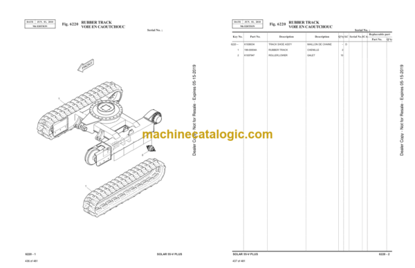 Doosan Solar 55-V Excavator Parts Manual (Serial Number 1001 and Up) - Image 2