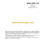 Doosan Solar 220LC-3 Excavator Parts Manual (Serial Number 0001 and Up)