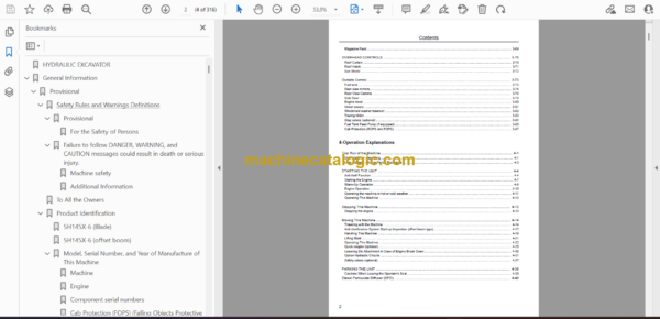 Sumitomo SH145X-6, SH145XU-6 Hydraulic Excavator Operators Manual (WDL1356-7W) - Image 4