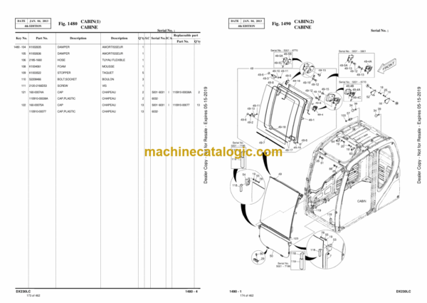 Doosan DX230LC Excavator Parts Manual (Serial Number 5001 and Up) - Image 4