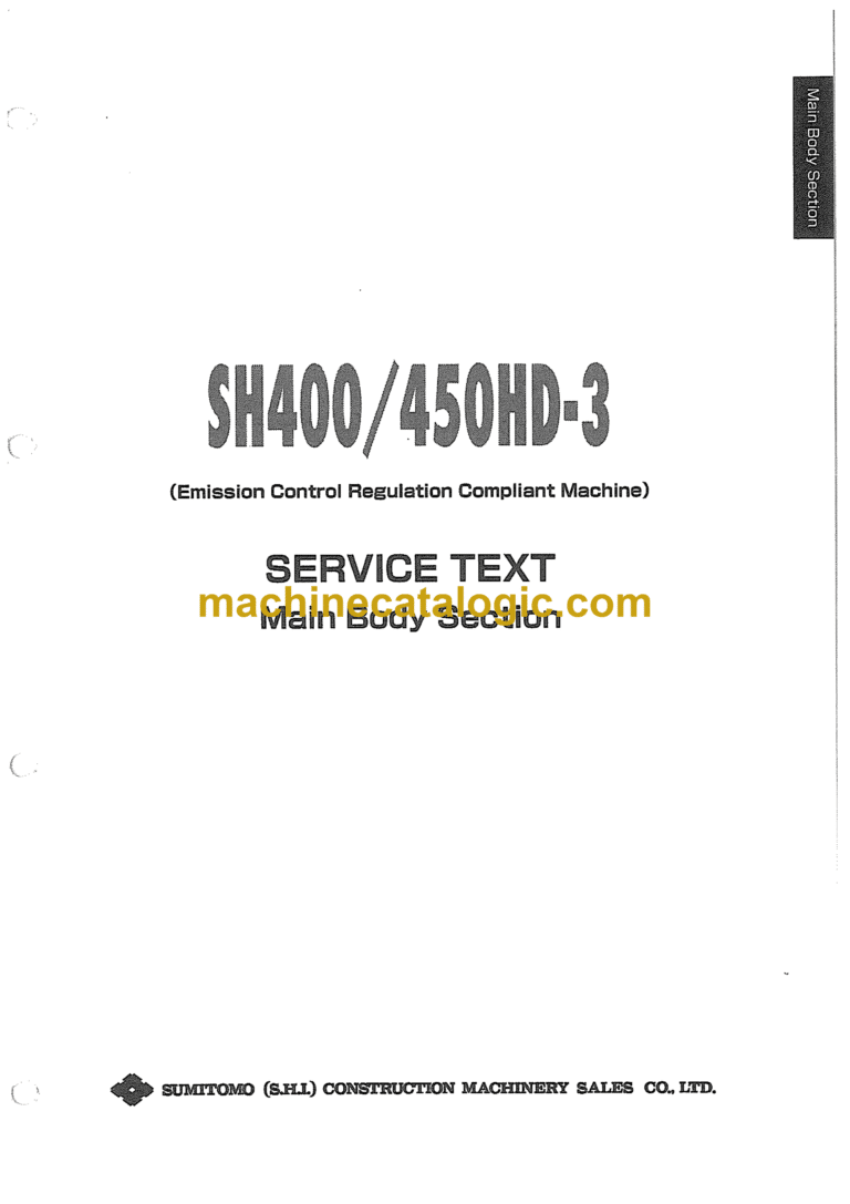 Sumitomo SH400-3, SH450HD-3 Hydraulic Excavator Service Text