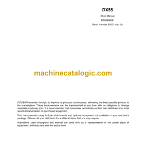 Doosan DX55 Hydraulic Excavator Shop Manual (Serial Number 50001 and Up)