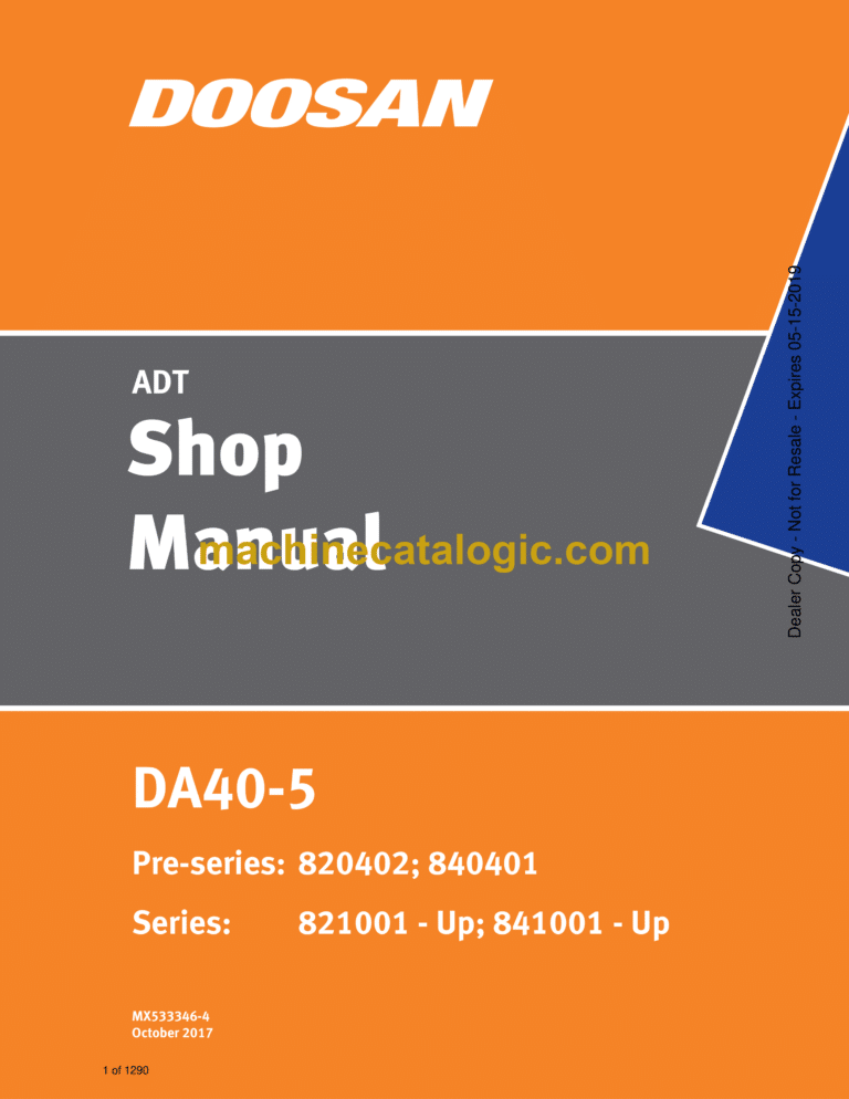 Doosan DA40-5 Articulated Dump Truck Shop Manual (821001 - Up; 841001 - Up)