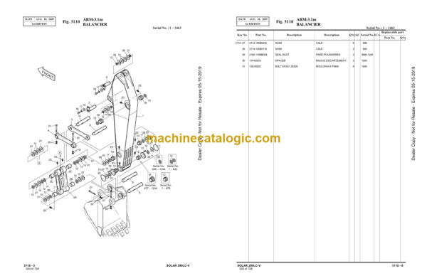 Doosan S290LC-V Excavator Parts Manual (Serial Number 1001 and UP) - Image 2