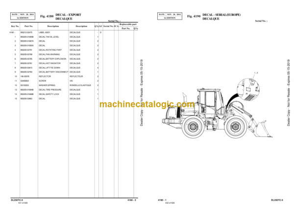 Doosan DL250TC-5 Wheel Loader Wheel Loader Parts Manual (Serial Number 10001 and Up) - Image 3