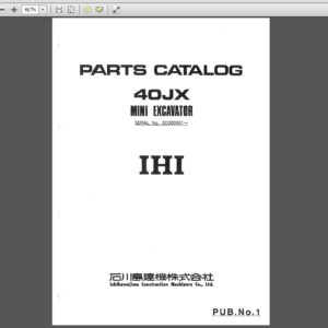 IHI Hydraulic Excavator Service, Parts, Operator Manual PDF DVD
