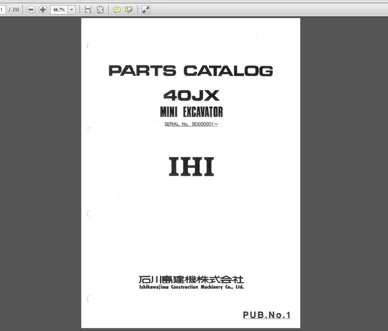 IHI Hydraulic Excavator Parts catalog