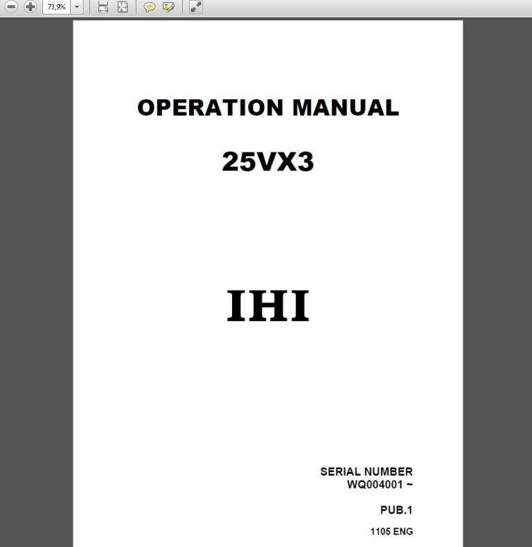 IHI Hydraulic Excavator operation manual