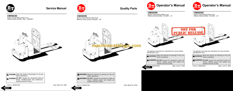 BT CMX60, CMX80 Counterbalance Forklift Full Manual (Service, Parts and Operators Manual)