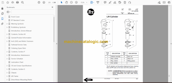 BT CMX60, CMX80 Counterbalance Forklift Full Manual (Service, Parts and Operators Manual) - Image 3
