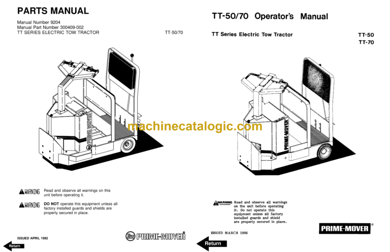 BT TWX Towing Tractor Operator and Parts Manual